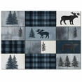 thumbnail image 2 of Area Rugs Indoor Non-Slip Rectangle Rug 2x3 Ft Bear Moose Blue Retro Forest Wild Animal Buffalo Plaid Patchwork Rug Rubber Backing Floor Mats Non Shedding Home Decor Carpet for Entryway Living Room, 2 of 8