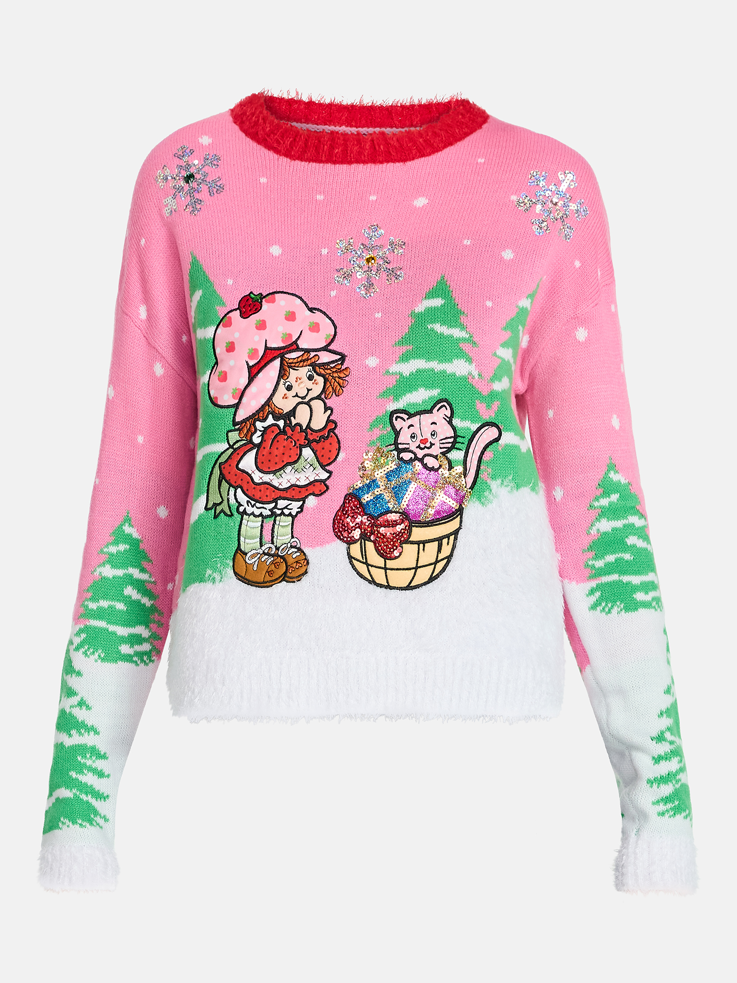 Strawberry Shortcake Women's Embellished Christmas Sweater, Midweight, Sizes XXS-XXL