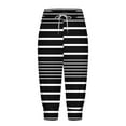 thumbnail image 6 of Annhoo Womens Capri Pants High Waisted Drawstring Lounge Pants Trendy Stripes Print Trousers with Pockets, 6 of 6