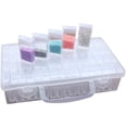 thumbnail image 1 of Latas de plástico de 64 compartimentos, caja de clasificación de bordado de diamantes en caja de almacenamiento resistente, caja de herramientas, organizador de joyas, caja de pintura de diamantes para uñas, pedrería, cuentas, manualidades de bricolaje, 1 of 8