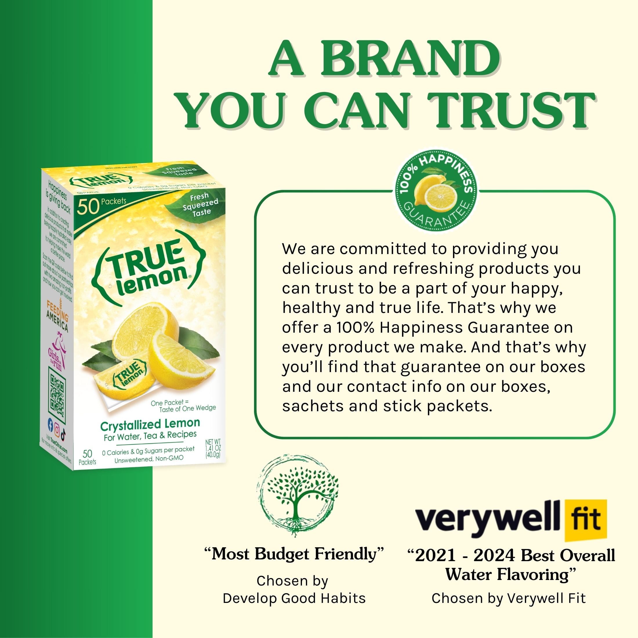 True Lemon Crystallized Water Enhancer Powder, 0 Calorie Lemon Flavor, 1.41 oz., 50 Count Packets