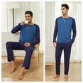 thumbnail image 5 of Mens Cotton Pajama Sets Long Sleeve Sleepwear for Men 2 Piece Mens Loungewear Sets with Pocket, Sizes S-XXL, 5 of 10