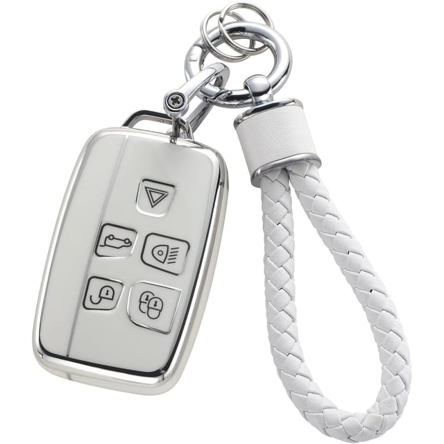 for Land Rover Jaguar Key Fob Cover with Keychain, TPU Key Case Fit for Evoque Velar Sport Discovery Freelander2 LR4 Sport Jaguar XF XJ XE F-PACE F-TYPE