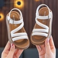 thumbnail image 6 of kpoplk Girls Sandals Open Toe Summer Flats Dress Sandals Shoes Fashion Cute Dress Sandals for Little Big Kids(White,11.5), 6 of 6