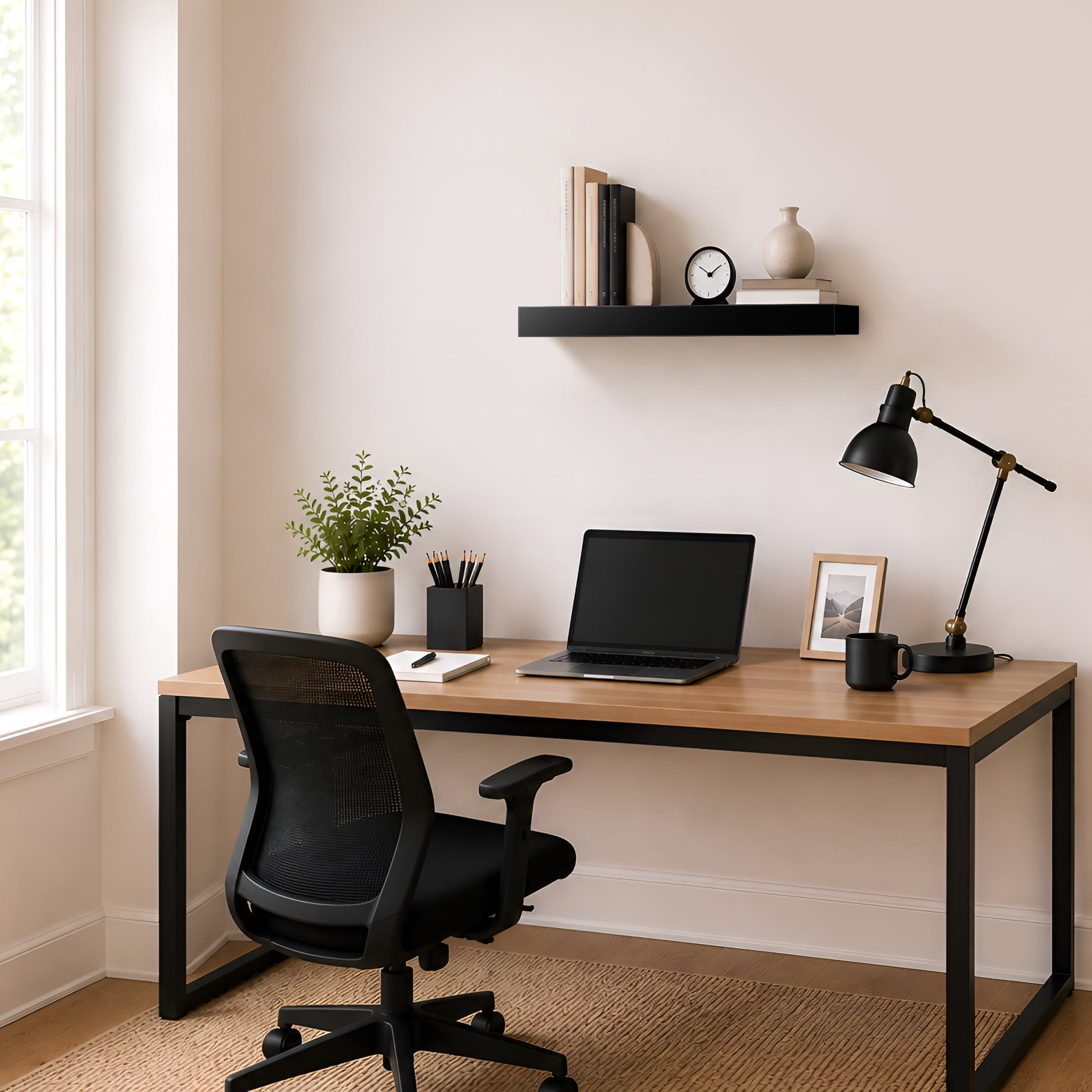 Sorbus 16.25" Floating Wall Shelf, Black, Invisible Brackets, Bathroom, Bedroom & Home Décor