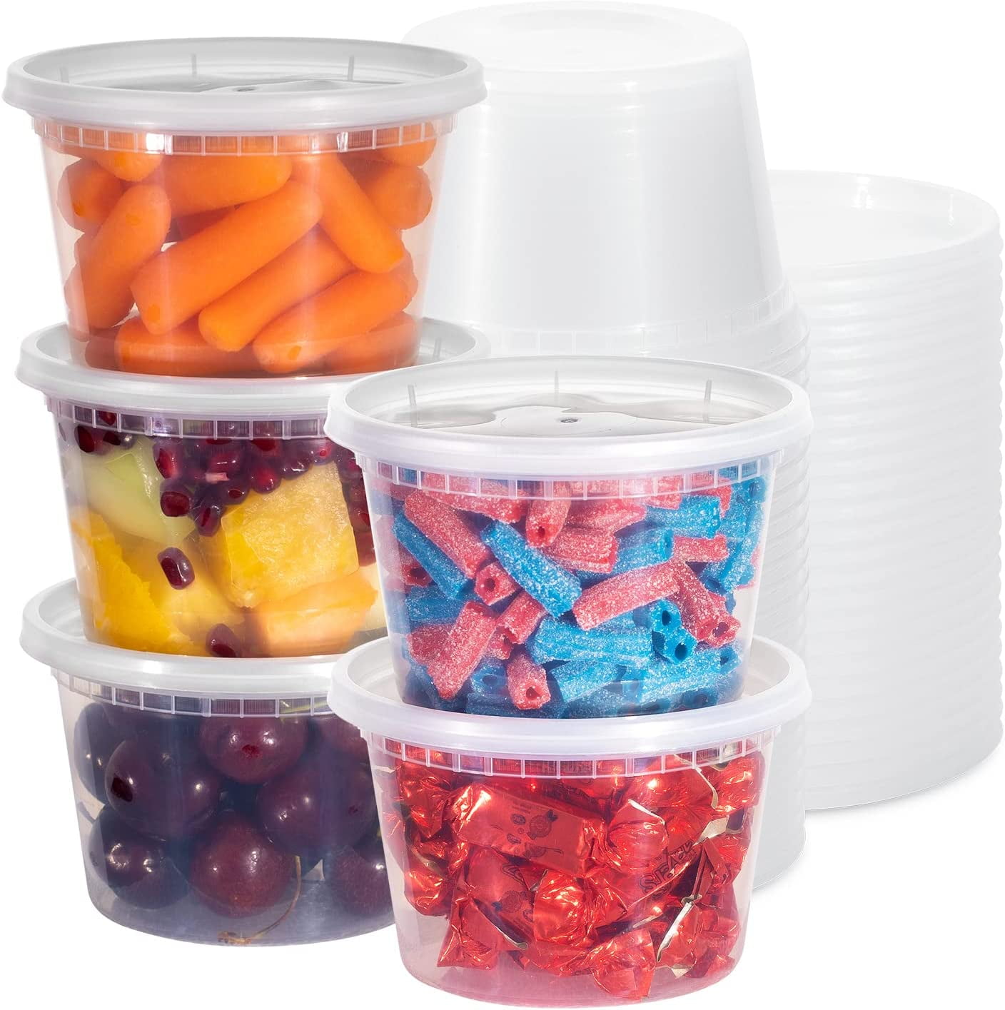Deli Containers With Lids (24 Pack, 16 oz) Soup Containers Microwavable