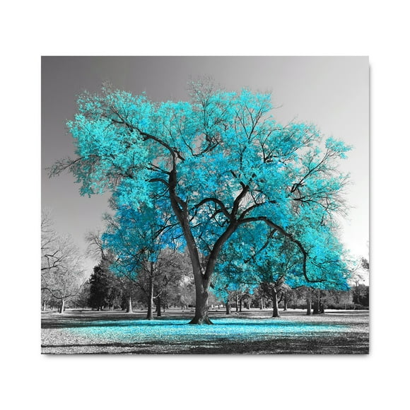 Cuadro Árbol Turquesa Aqua Decorativo Moderno Cuadro Paisaje Arboleda