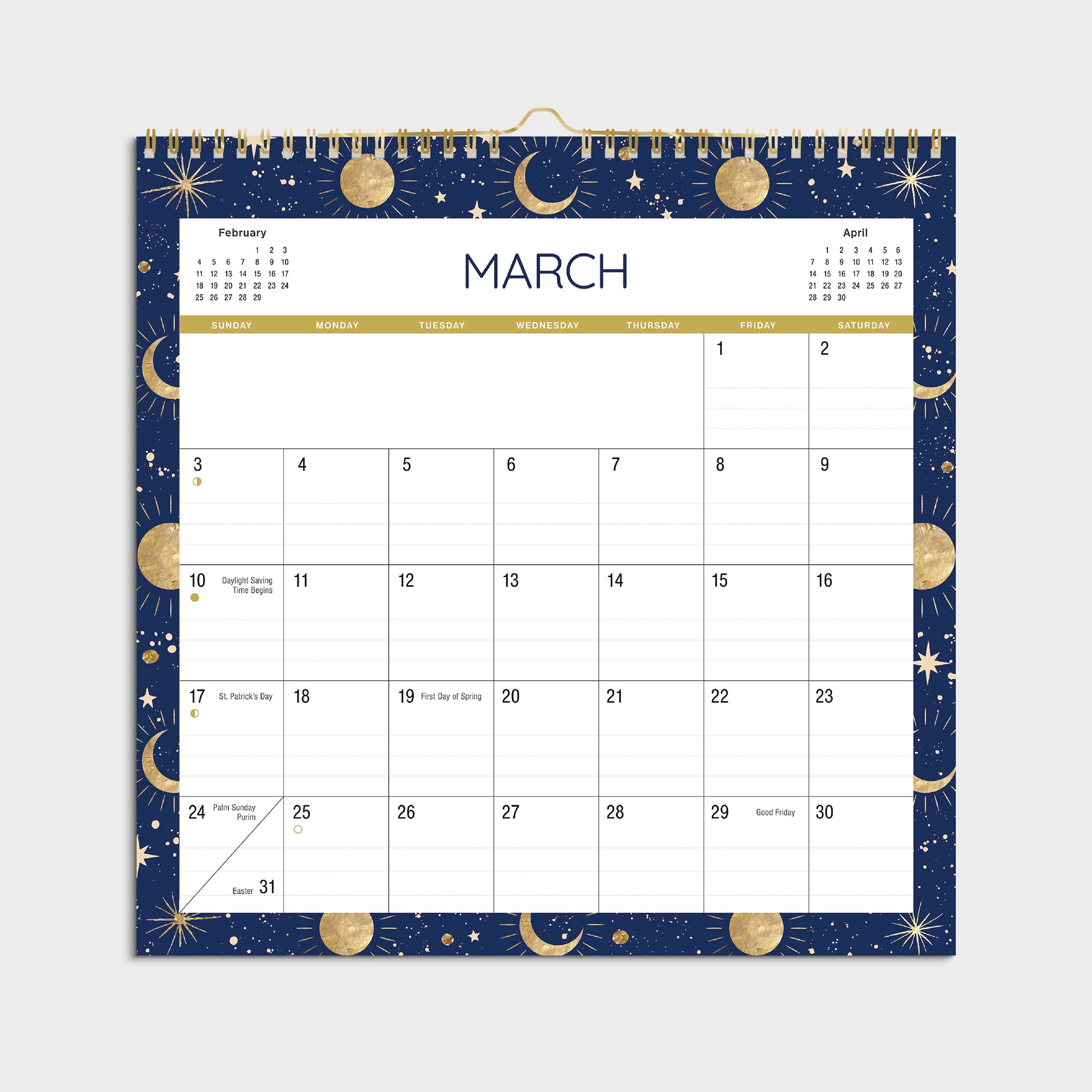 2024- 12 Month Calendar-Celestial Border-12x12 Spiral bound -by Pen + Gear