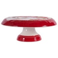 thumbnail image 3 of DII 11.2" Modern Ceramic Santa Cake Plate with Stand in Red/White, 3 of 10