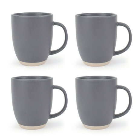 

Elanze Designs Raw Clay Bottom Charcoal Grey 13 ounce Ceramic Coffee Mugs Set of 4