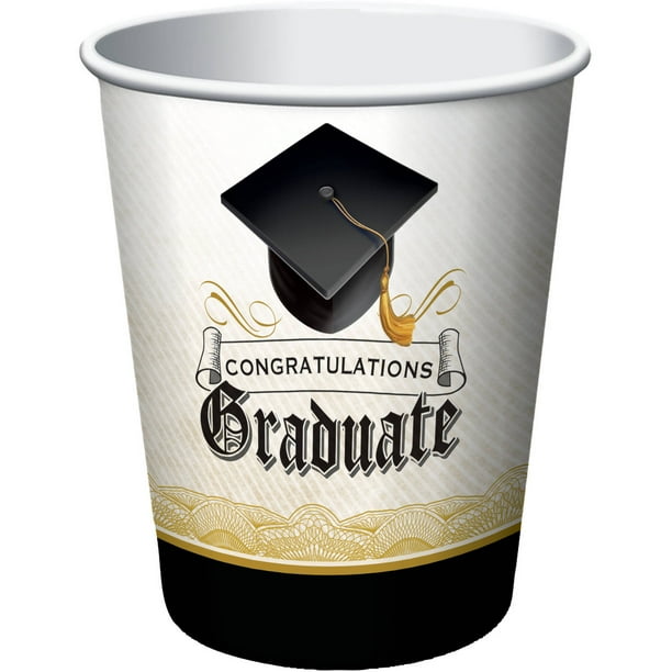 Cap and Gown Graduation Cups, 8pk