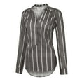 thumbnail image 5 of Kayannuo Womens Tops Long Sleeve Fall Women's Tops Striped Printed Single Breasted Long Sleeve Shirt Blouse Tops, 5 of 9