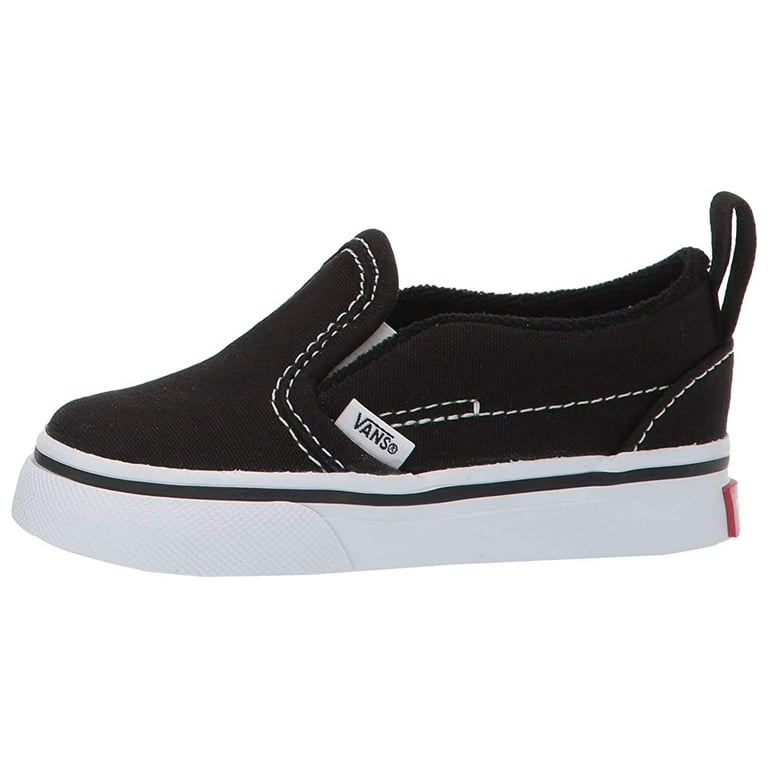 Vans Kids Slip On V Infant Toddler Canvas Black True White Walmart