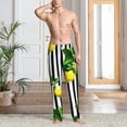 thumbnail image 5 of Uemuo Lemons on Striped Pattern Men's Wide Leg Palazzo Lounge Pants with Pockets Light Weight Loose Comfy Casual Pajama Pants-Medium, 5 of 9