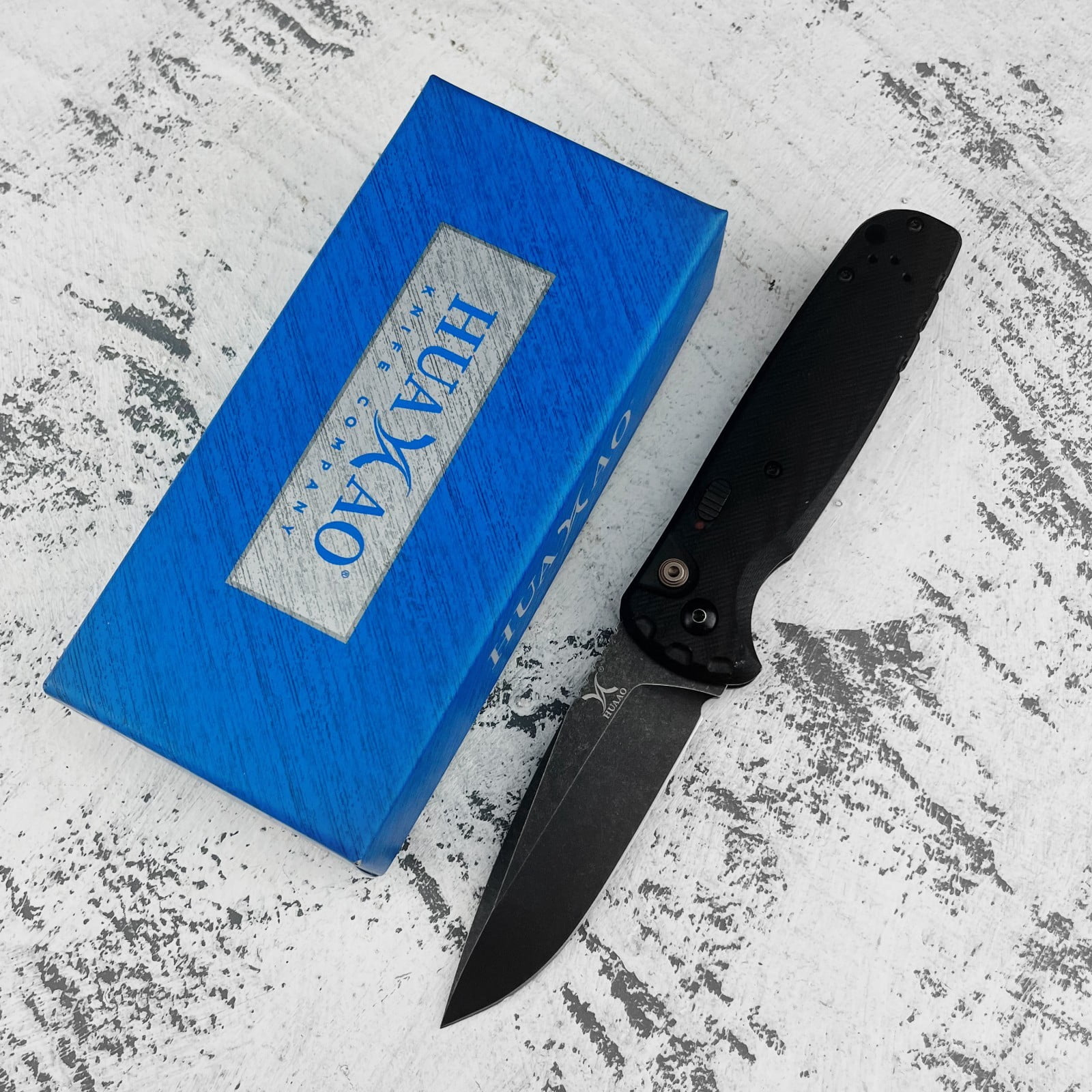 HUAAO D2 Steel Folding Pocket Knife with G10 Handle, 3.5'' Blade, EDC Utility Tool