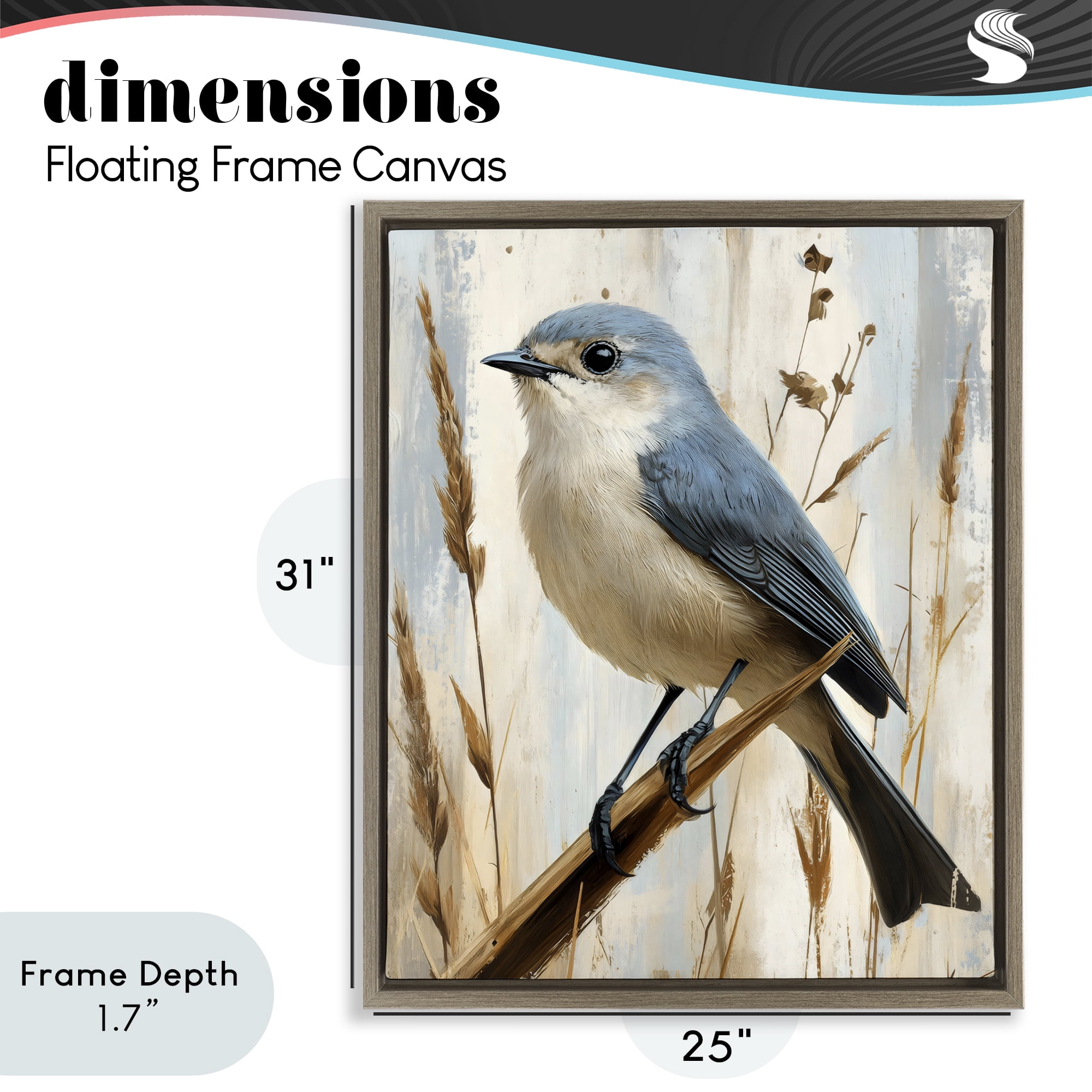 Stupell Industries Bluebird on Tall Glass Perch Brown Framed Floater Canvas Wall Art, design by Creative Studio