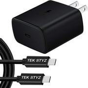 Tek Styz PRO 45W Charge Kit Compatible with Samsung Galaxy S10/S9/S8/Plus/Note s10/Note S9 with Fast/Quick Charge 3 Plus Hi-Power 100W PD/USB-C 4ft Cable! (Black)