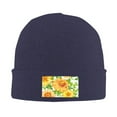 thumbnail image 2 of ZICANCN Spring Blossom Natural Flower Knit Beanie Hat, Winter Cap Soft Warm Classic Hats for Men Women, Navy Blue, 2 of 8