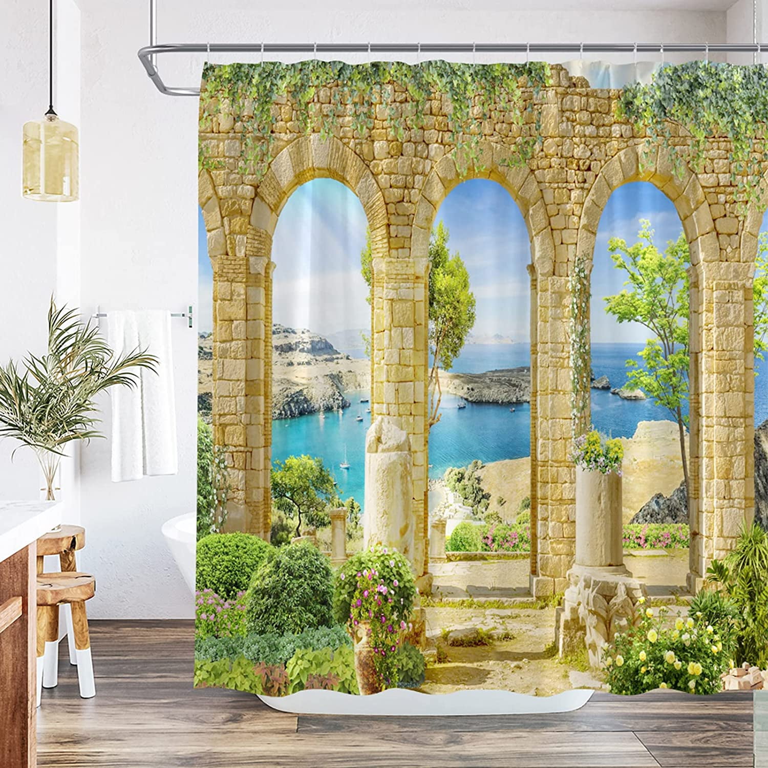 Italian Natural Scenery Country Style Shower Curtain Wisteria Flower