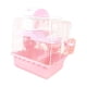 thumbnail image 2 of Jaula para animales pequeños con botella de agua, estuche de transporte portátil rosa, 2 of 9