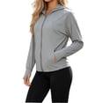 thumbnail image 3 of Women's Loose Fit Long Sleeve Solid Color Zipper Hoodie Sun Protection Yoga Jacket Top Soft Versatile Cover Up for Workout Running Outdoor Sports | CSEONE,Gray XL, 3 of 7