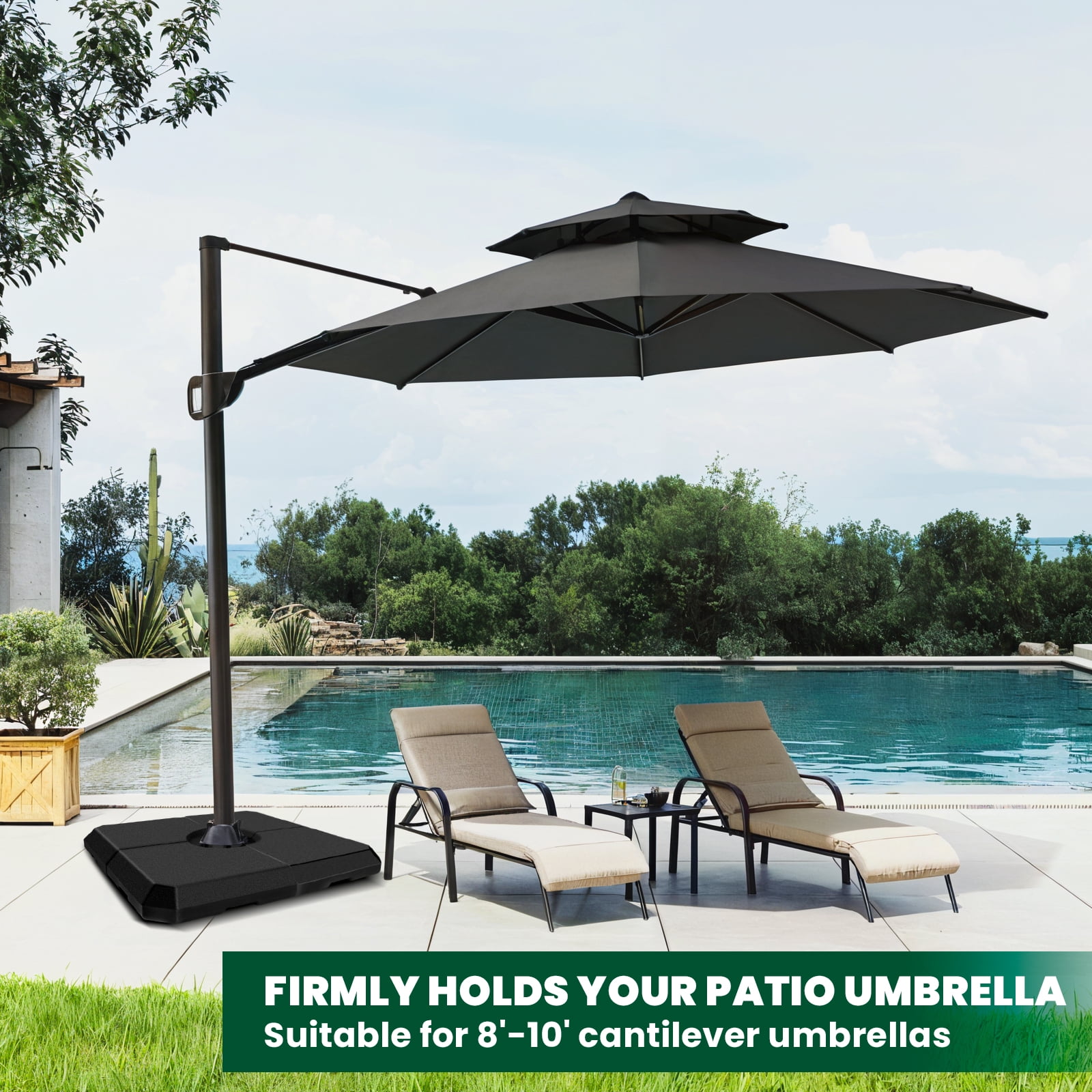 4Pcs 353 lbs Cantilever Offset Patio Umbrella Stand Square Base Plate, Patio Umbrella Base, Stand Cross Umbrella Base for Outdoor Umbrella Installations