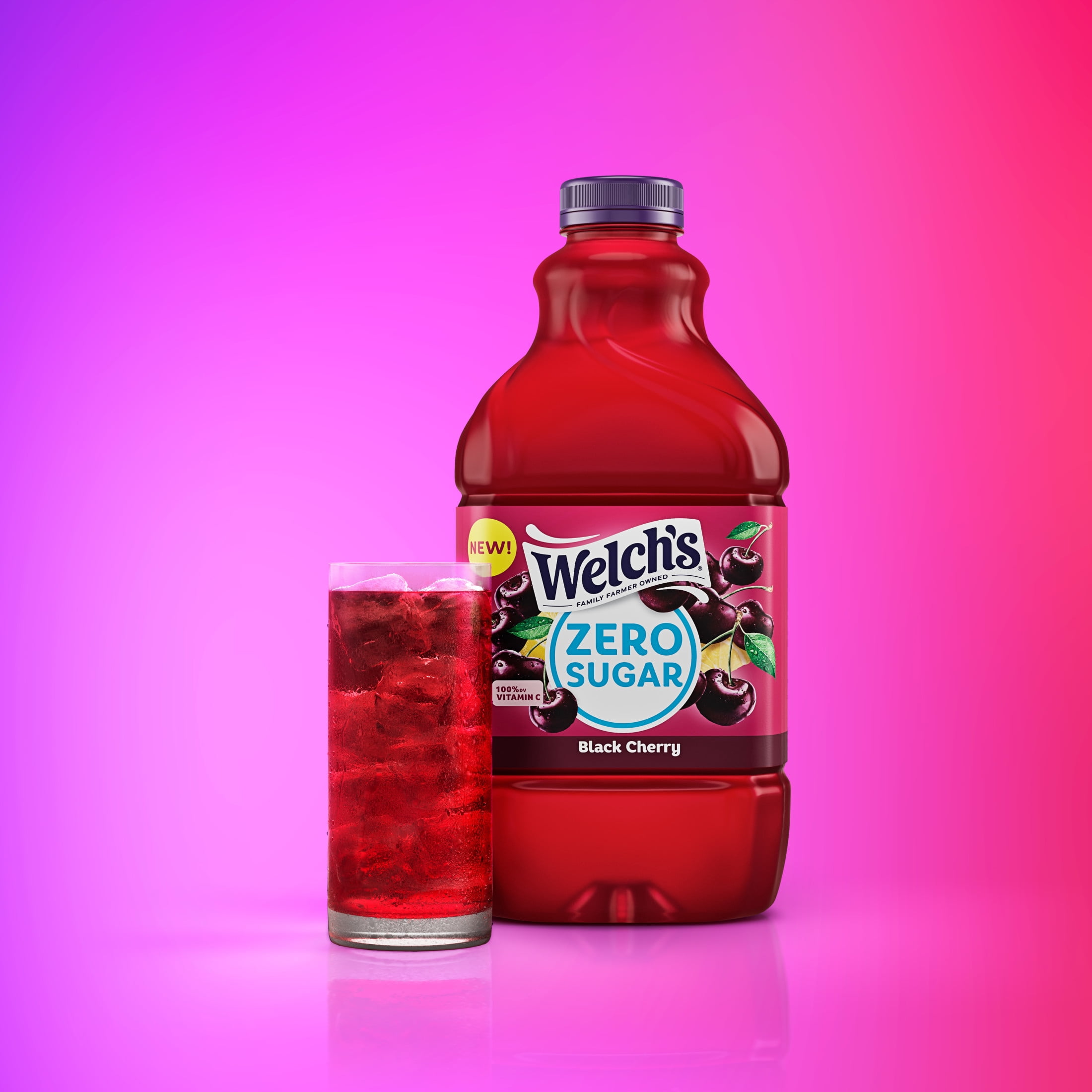 Welch's Black Cherry Zero Sugar Drink, 64 fl oz Bottle