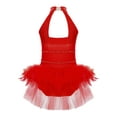 thumbnail image 2 of YEAHDOR Kids Girls Ballerina Tutus Latin Jazz Dance Skirted Leotard Tiered Tulle Ruffles Performance Leotard Red 12, 2 of 7