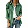 thumbnail image 2 of ClodeEU Women's Corduroy Long Sleeve Button Shirt Jacket,Casual Loose Fit Fall Outerwear ,Women's Plus L, 2 of 7