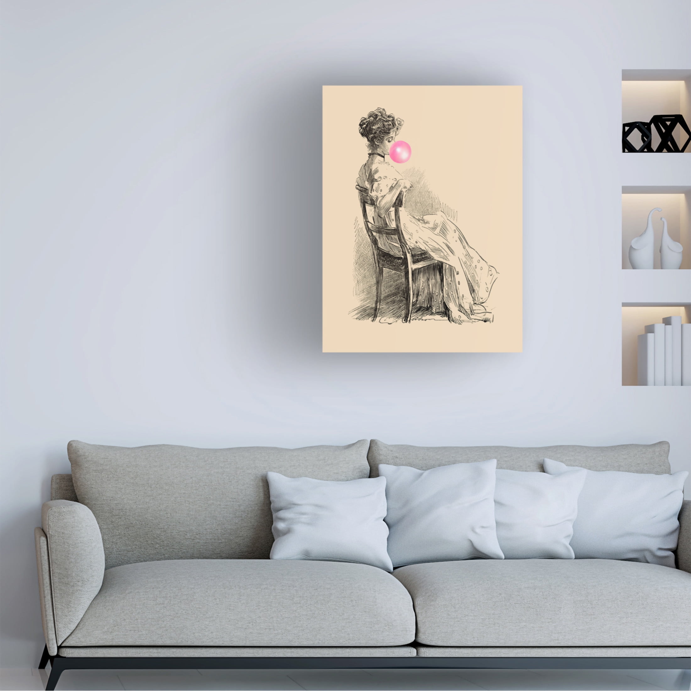 Canvas Wall Art - Alicia Longley 'Victorian Ladies Misbehaving III' Wall Art for Living Room, Bedroom, or Office Décor by Trademark Fine Art - 18 x 24 Inches