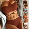 thumbnail image 5 of Aloohaidyvio tropical swimsuits for women,Womens Solid Color Bandage Two Piece Sexy Push-Up Pad Swimwear Swimsuit Beachwear Set, Swimsuits for Women 2 Piece, 5 of 5