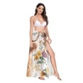 thumbnail image 2 of FORMRS Womens Long Sarong Beach Wrap Semi-Sheer Bikini Skirt Bathing Swimsuit Cover Up, Floral Cow, 2 of 7