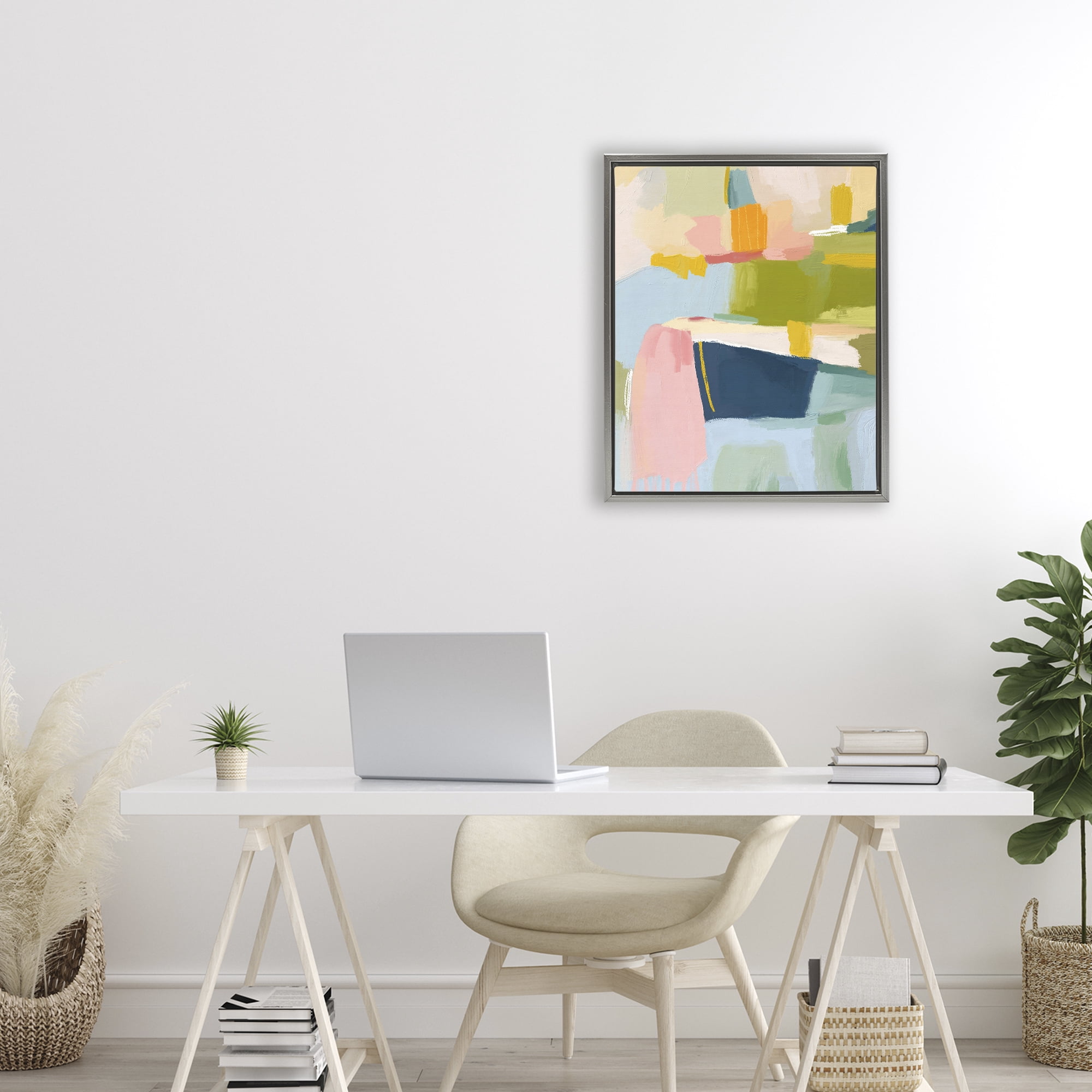 Stupell Industries Pastel Wonder Brushstrokes Gray Framed Floater Canvas Wall Art, design by Lisa Nohren