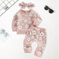 thumbnail image 2 of HCNTES Baby Girl Clothes Winter Baby Girls Outfit Cute Daisy Graphic Pink Long Sleeve Top Elastic Waist Pants Headband 3 Pcs Toddler Clothes Dailywear Set, 2 of 5