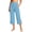 Sky Blue plus size capri pants for women a1, variant on Cagogo Women Plus Size Capri Pants High Waisted Casual Loose Fit with Pockets Solid Sporty Trousers for Summer Beach Lounge Work, Hot Pink L