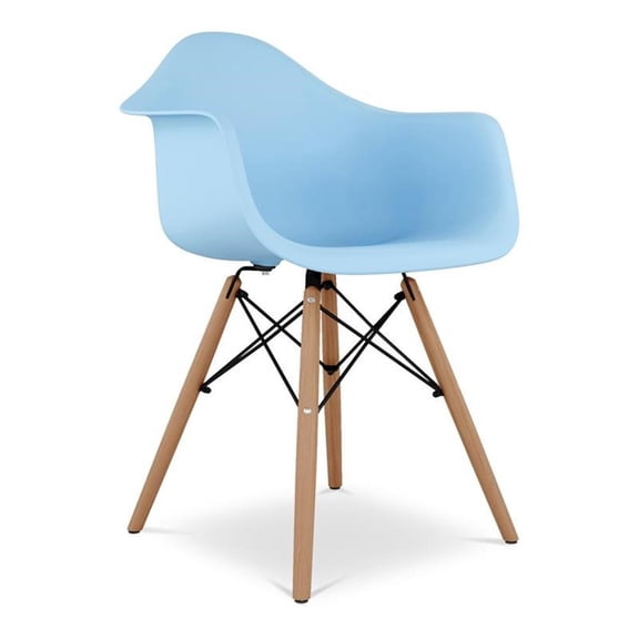 Aron Living Pyramid 17.5" Plastic and Beech Wood Armchair in Blue