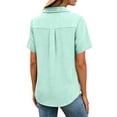 thumbnail image 6 of Women's Linen Tops Lapel Short Sleeve Shirts Casual Dressy Summer Tops Loose Button Tunic Summer Blouse, 6 of 8