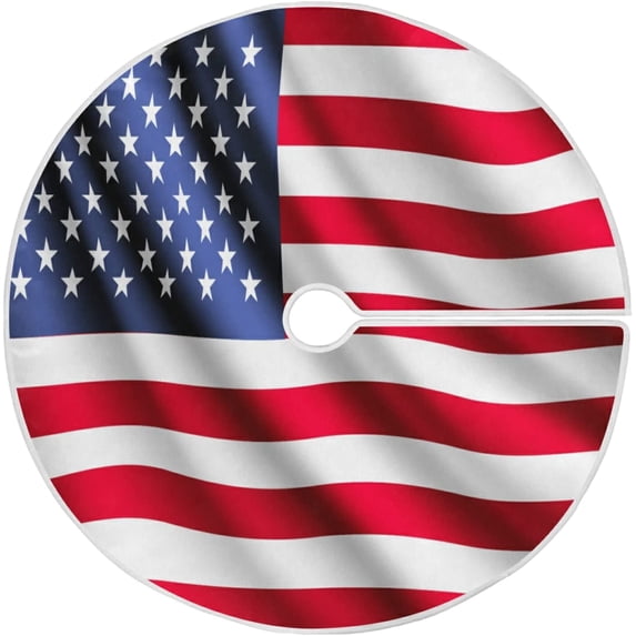 FMSHPON American Flag Tree Skirt Independence Day Xmas Christmas Tree Skirt Stand Mat for Holiday Party Decoration Indoor Outdoor 36 inches