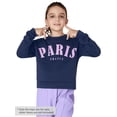 thumbnail image 4 of Serdomi Stylish Blue PARIS Crop Sweatshirts for Big Girls -Soft Long Sleeve Pullover Shirt Tween Size 10, 4 of 7