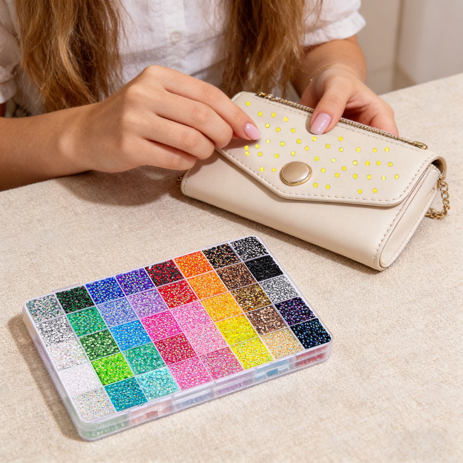 40-Grid Sparkling Resin Diamond Art Kit 40000Pcs Colorful Rhinestone Gem Painting Set with Glue Pen & Tweezers DIY Craft for Adults