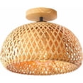 thumbnail image 1 of Bamboo Ceiling Light, Semi-Flushmount Wicker Ceiling Light, Handmade Boho Rattan Ceiling Light Fixture, 1 of 5