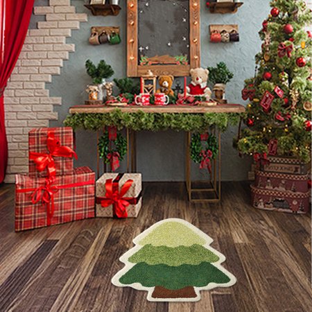 kkbbma Christmas Tree Area Rugs - Christmas Decoration Carpet Christmas Tree Carpet Non-slip Foot Mat Bathroom Watertight Mat