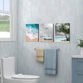 thumbnail image 3 of Teal Ocean Beach Canvas Wall Art Coastal Turquoise Pictures Bathroom Decor Palm Tree Paintings Sea Wave Blue Vocation Bus Artwork Framed for Bedroom Living Room Decor 12"x16"x3 Panels, 3 of 6
