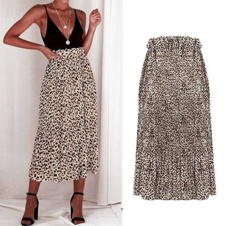 Adult Wrap Skirt Multitrust Women Leopard Print High Waist Wrap Midi Skirt Ladies Party Cocktail Club Dress ()