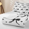 thumbnail image 4 of Erosebridal Black Bow Ribbon Bed Spread Queen for Girls, Cartoon Love Heart Queen Coverlet Set for Women, 3pcs, 4 of 7