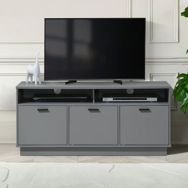 47.24 in. Grey Wood TV Stand with 3 Storage Cabinets Fits TV's up to 55 in.