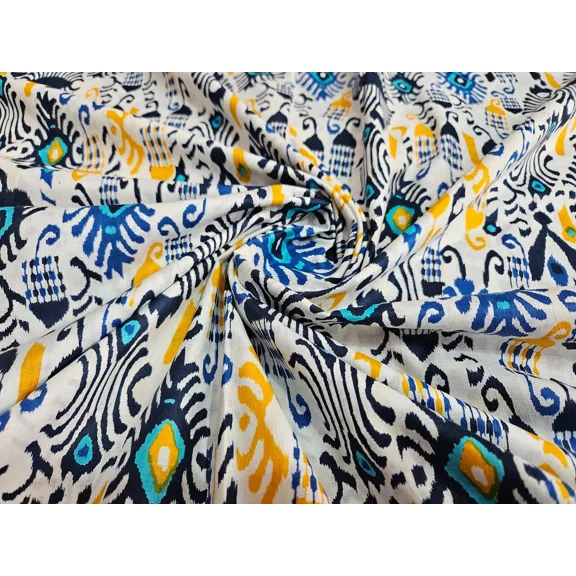 Fabric 5 Yard Indian Cotton Natural Sewing India Ikat Dressmaking Cotton Printed