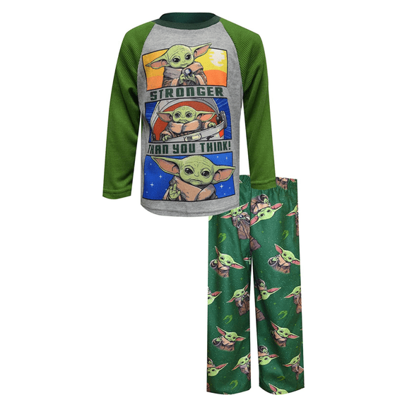 Star Wars Sleepwear Boys' Mandalorian Grogu PJ Set, Green Multi, Sz 8