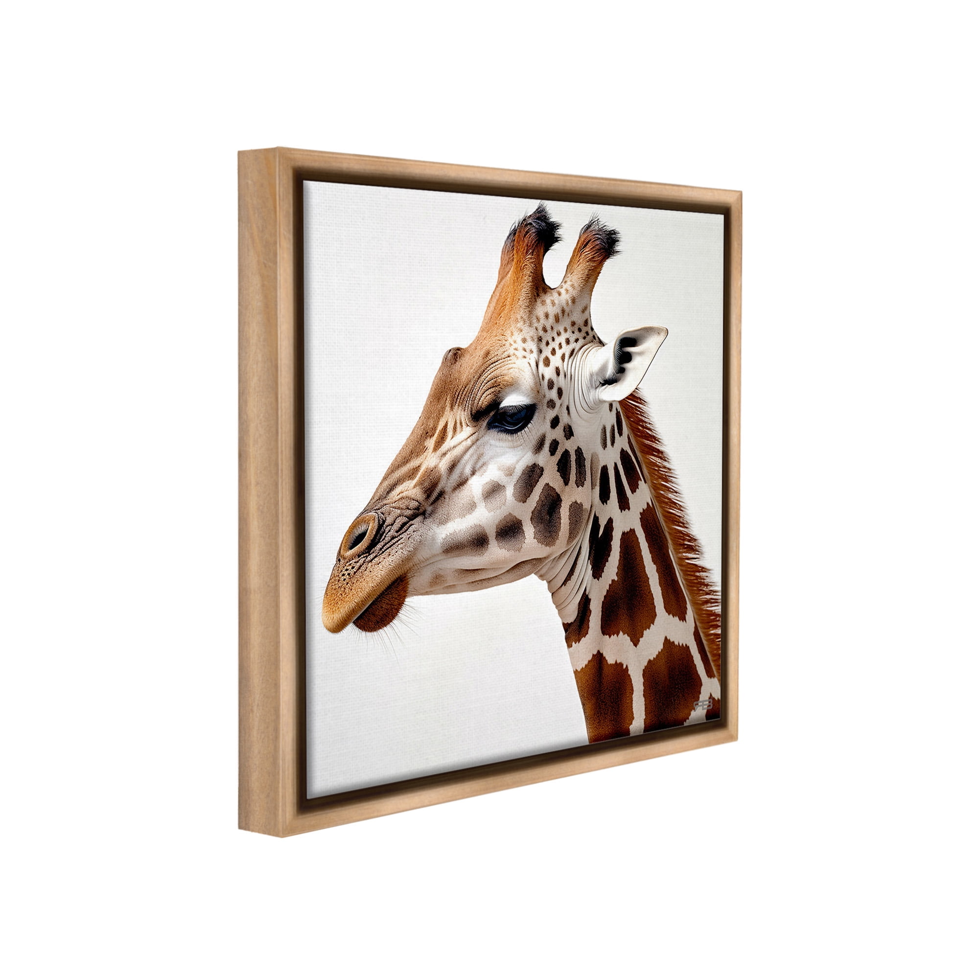 Stupell Industries Traditional Giraffe Portrait Animals & Insects Painting Brown Floater Framed Canvas Art Print Wall Art, 25 x 25