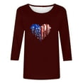 thumbnail image 4 of VEKDONE Independence Day 3/4 Sleeve Tops for Women American Flag Heart Graphic Tees Casual Loose Fit Crewneck Tunics Tops July 4th Patriotic Blouse, 4 of 4